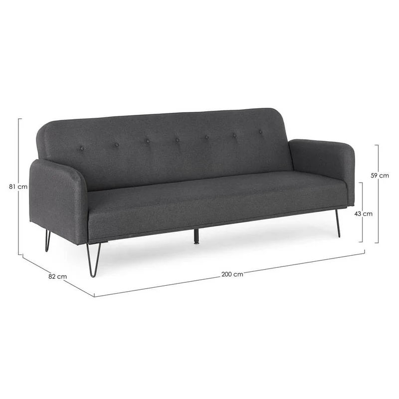 Divano Letto in Tessuto con Gambe in Acciaio Stile Moderno - BRIANNA