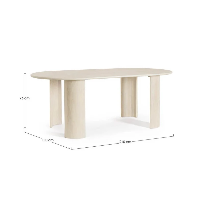 Tavolo da pranzo ovale in legno di mango naturale 210x100 - BRANCH