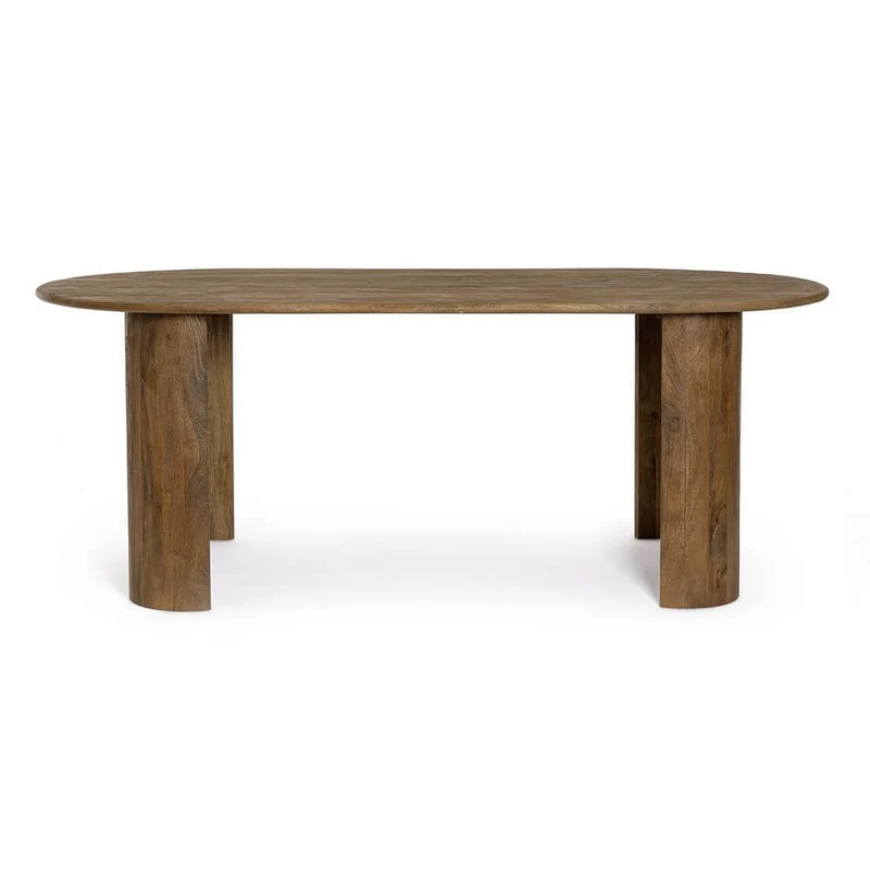 Tavolo da pranzo ovale in legno di mango naturale 210x100 - BRANCH