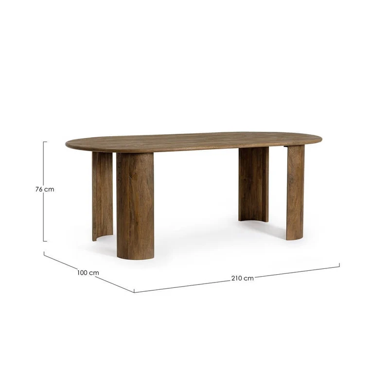 Tavolo da pranzo ovale in legno di mango naturale 210x100 - BRANCH