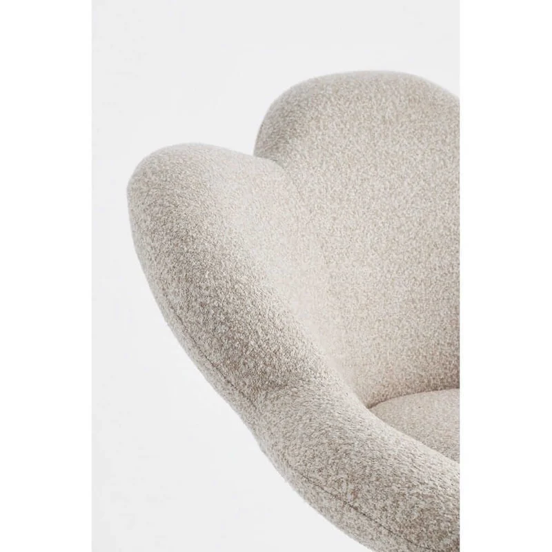 Set di 2 Poltroncine Girevoli Regolabili in Tessuto Bouclé con Base Cromata - BLOOM