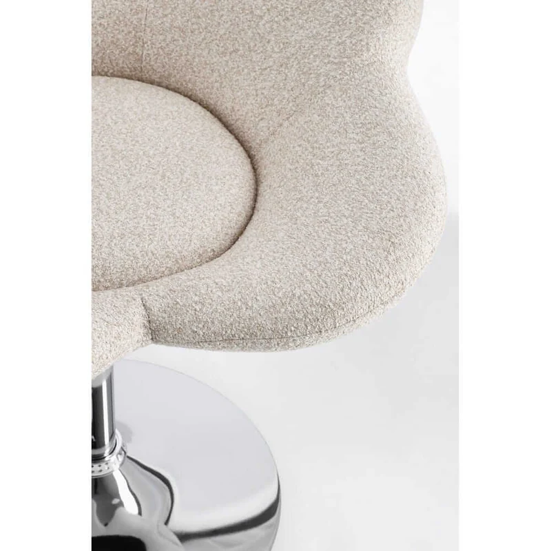 Set di 2 Poltroncine Girevoli Regolabili in Tessuto Bouclé con Base Cromata - BLOOM