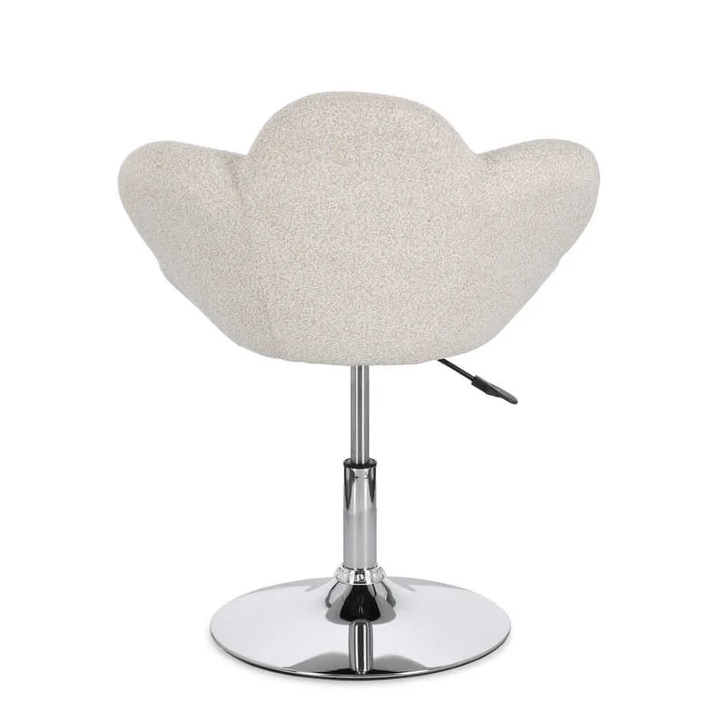 Set di 2 Poltroncine Girevoli Regolabili in Tessuto Bouclé con Base Cromata - BLOOM