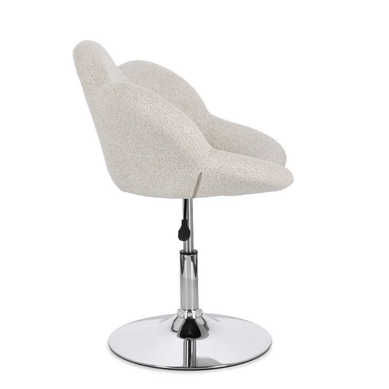 Set di 2 Poltroncine Girevoli Regolabili in Tessuto Bouclé con Base Cromata - BLOOM