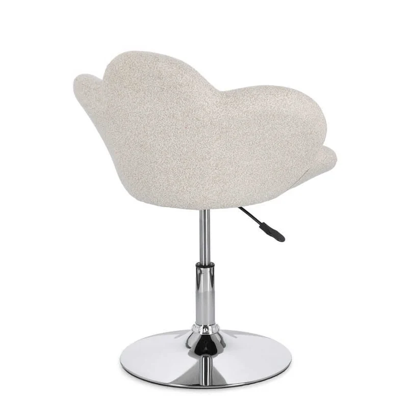 Set di 2 Poltroncine Girevoli Regolabili in Tessuto Bouclé con Base Cromata - BLOOM