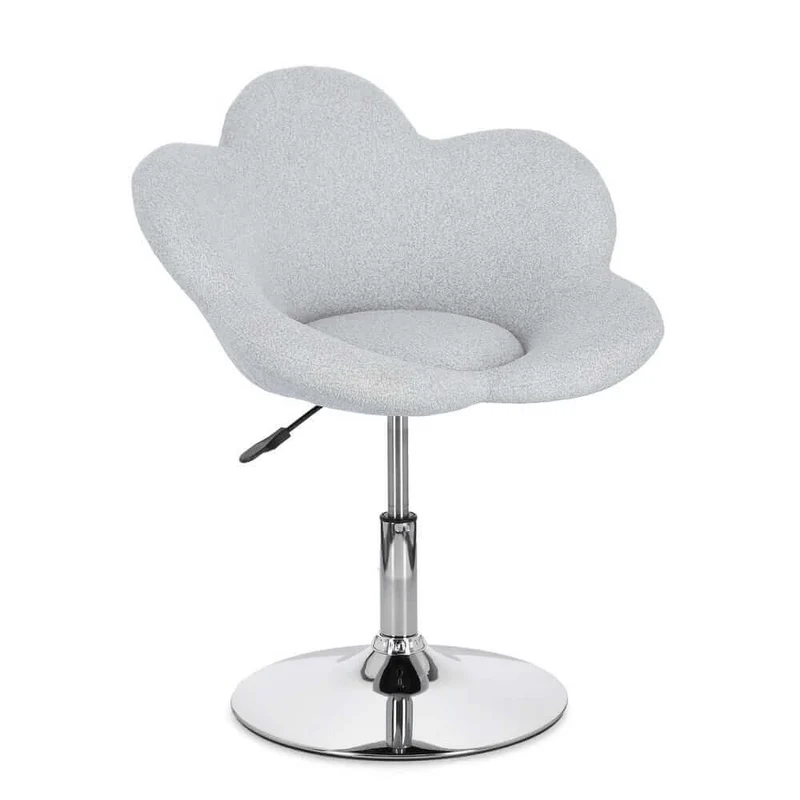 Set di 2 Poltroncine Girevoli Regolabili in Tessuto Bouclé con Base Cromata - BLOOM