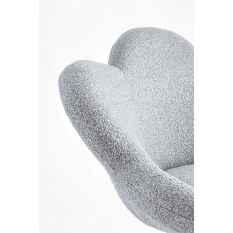 Set di 2 Poltroncine Girevoli Regolabili in Tessuto Bouclé con Base Cromata - BLOOM