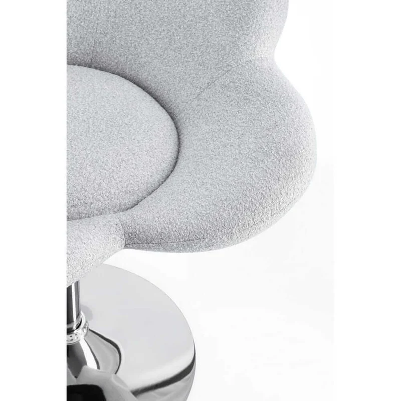 Set di 2 Poltroncine Girevoli Regolabili in Tessuto Bouclé con Base Cromata - BLOOM