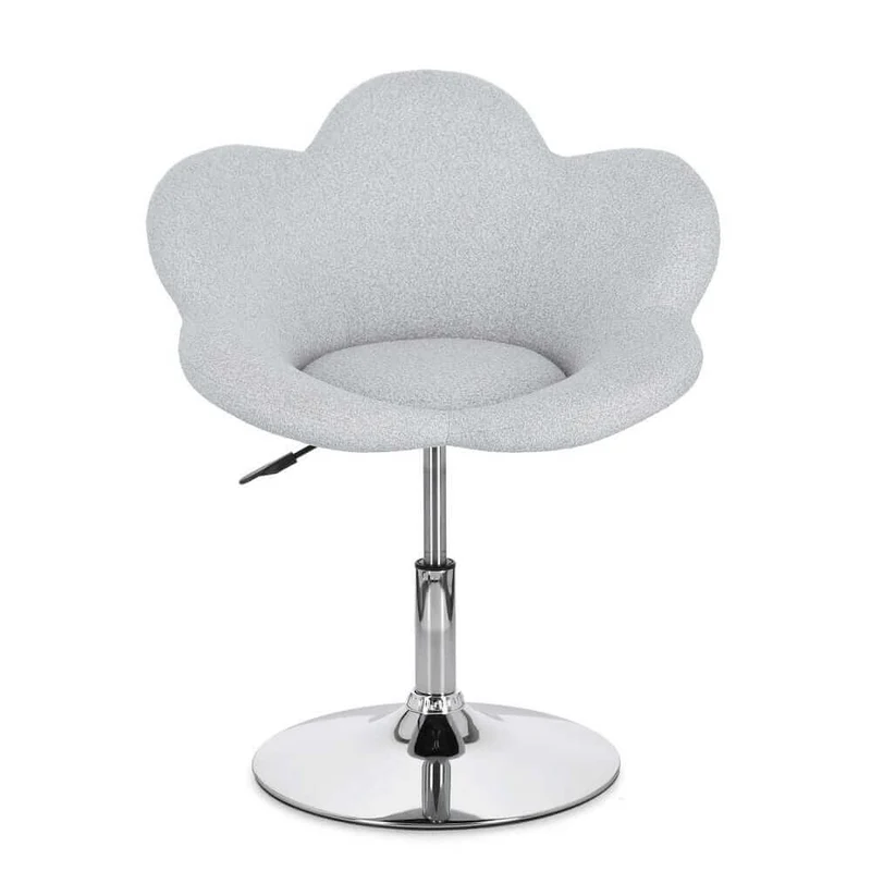 Set di 2 Poltroncine Girevoli Regolabili in Tessuto Bouclé con Base Cromata - BLOOM