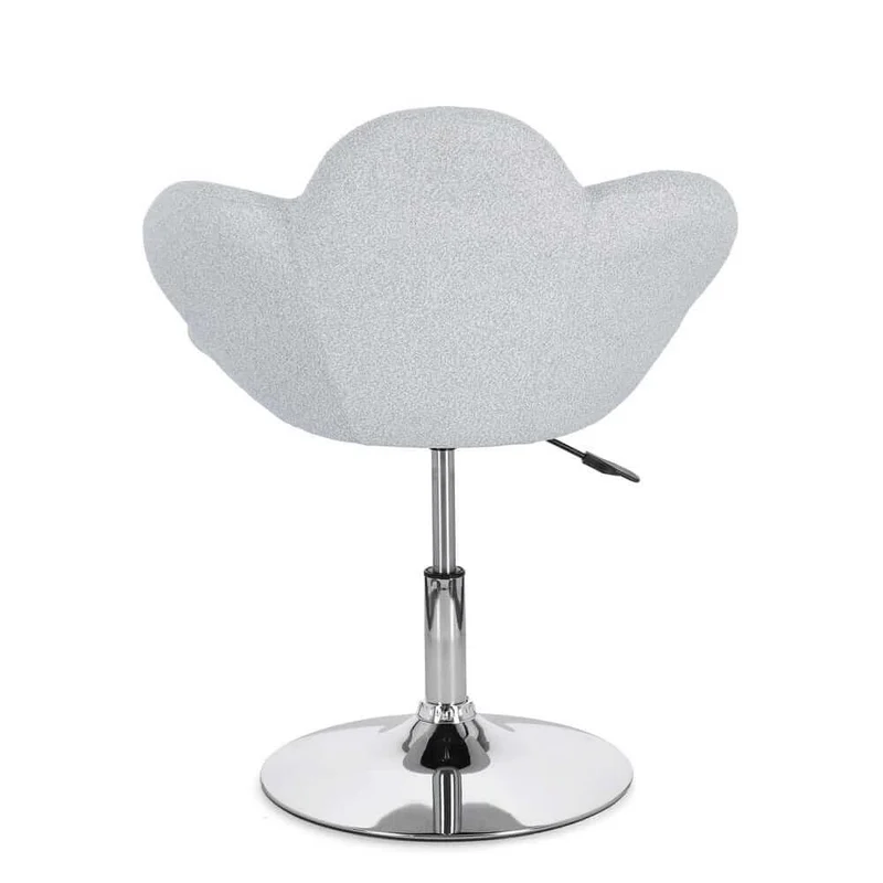 Set di 2 Poltroncine Girevoli Regolabili in Tessuto Bouclé con Base Cromata - BLOOM