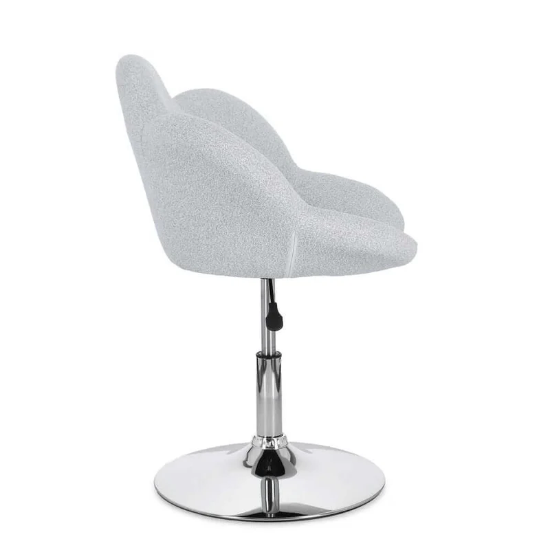 Set di 2 Poltroncine Girevoli Regolabili in Tessuto Bouclé con Base Cromata - BLOOM