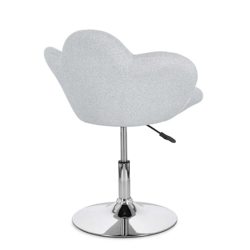 Set di 2 Poltroncine Girevoli Regolabili in Tessuto Bouclé con Base Cromata - BLOOM