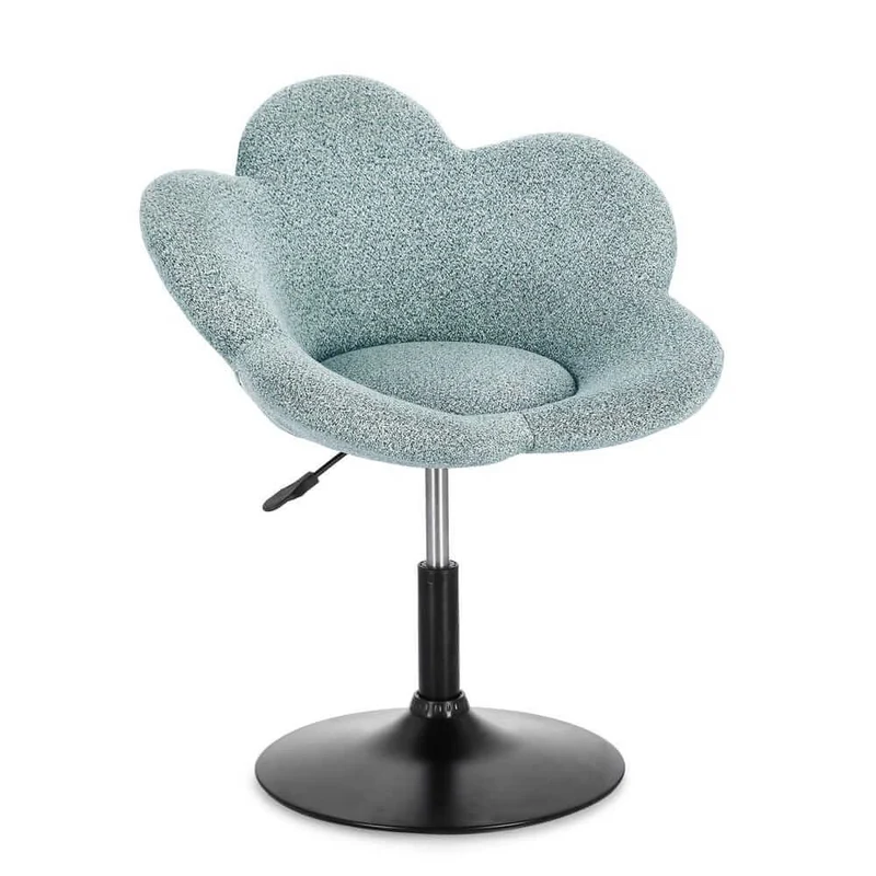Set di 2 Poltroncine Girevoli Regolabili in Tessuto Bouclé con Base Cromata - BLOOM