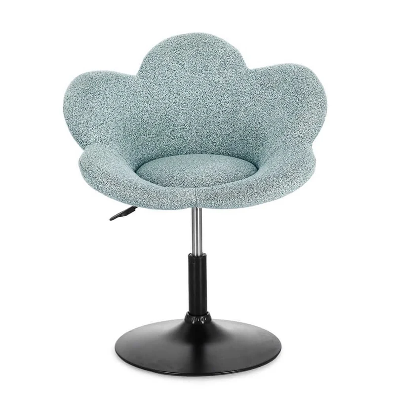 Set di 2 Poltroncine Girevoli Regolabili in Tessuto Bouclé con Base Cromata - BLOOM