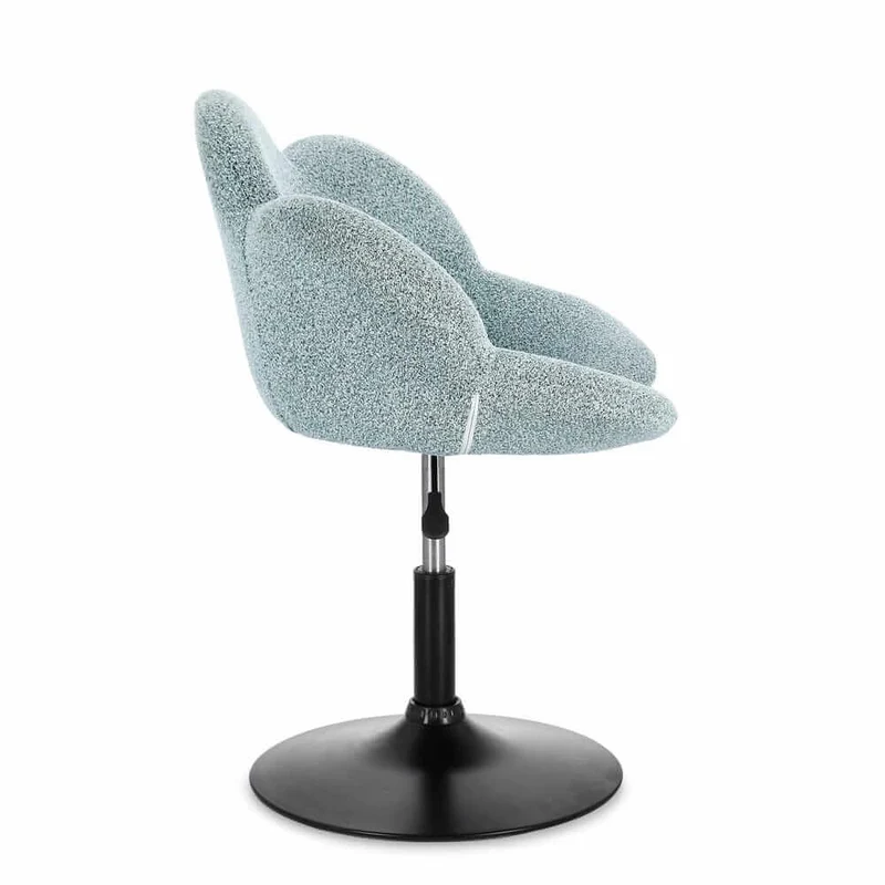 Set di 2 Poltroncine Girevoli Regolabili in Tessuto Bouclé con Base Cromata - BLOOM