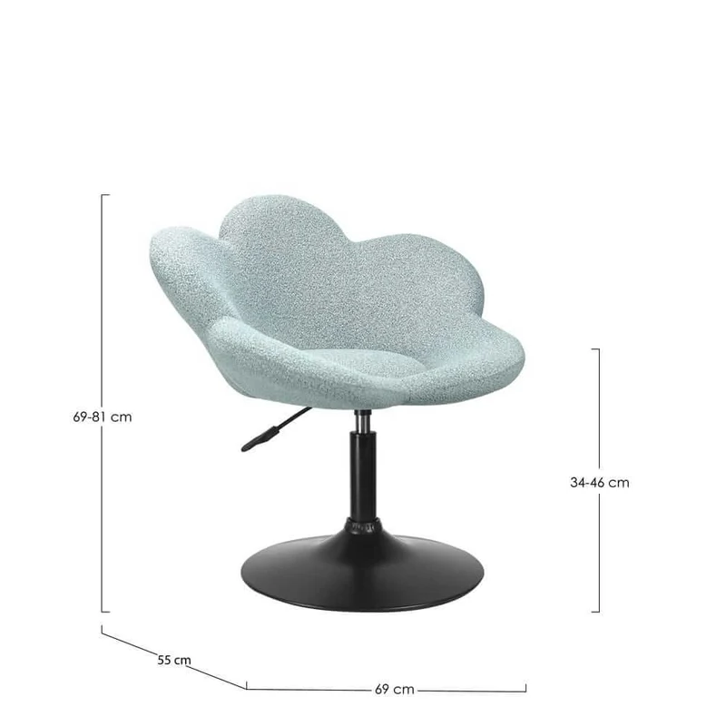 Set di 2 Poltroncine Girevoli Regolabili in Tessuto Bouclé con Base Cromata - BLOOM