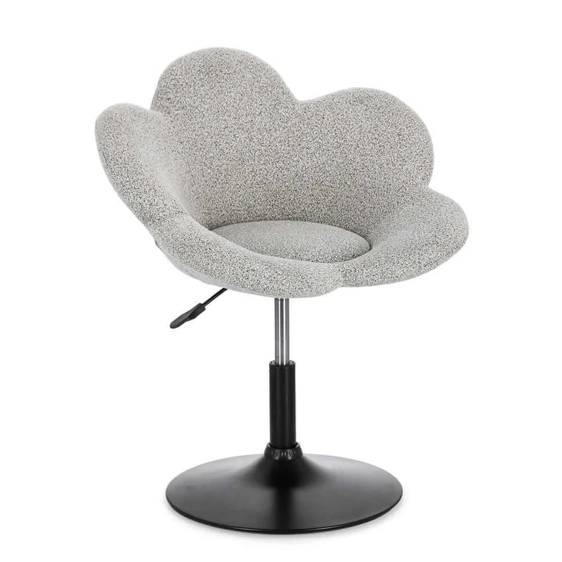 Set di 2 Poltroncine Girevoli Regolabili in Tessuto Bouclé con Base Cromata - BLOOM