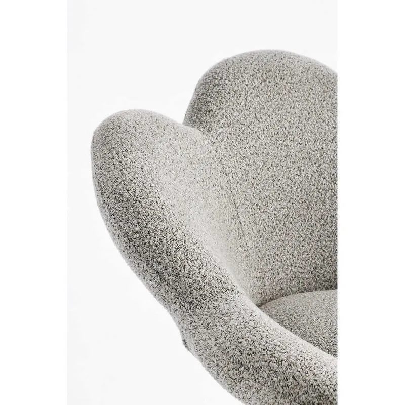 Set di 2 Poltroncine Girevoli Regolabili in Tessuto Bouclé con Base Cromata - BLOOM