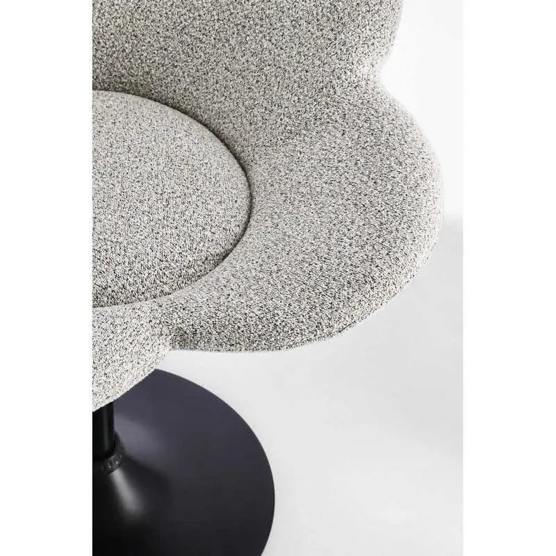 Set di 2 Poltroncine Girevoli Regolabili in Tessuto Bouclé con Base Cromata - BLOOM