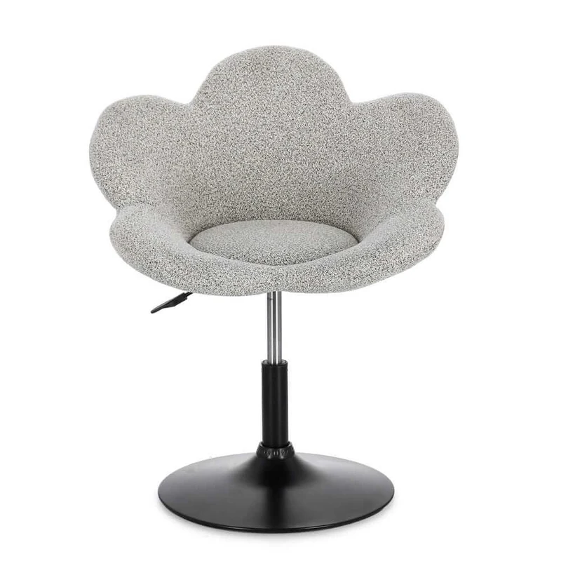 Set di 2 Poltroncine Girevoli Regolabili in Tessuto Bouclé con Base Cromata - BLOOM