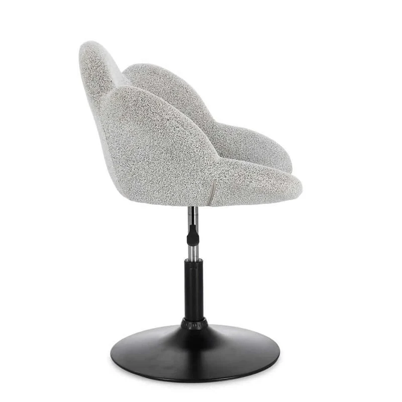 Set di 2 Poltroncine Girevoli Regolabili in Tessuto Bouclé con Base Cromata - BLOOM