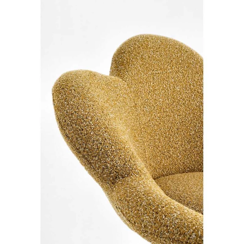 Set di 2 Poltroncine Girevoli Regolabili in Tessuto Bouclé con Base Cromata - BLOOM