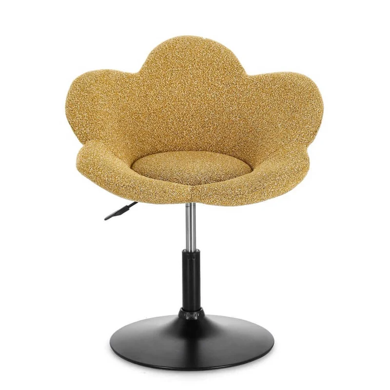 Set di 2 Poltroncine Girevoli Regolabili in Tessuto Bouclé con Base Cromata - BLOOM