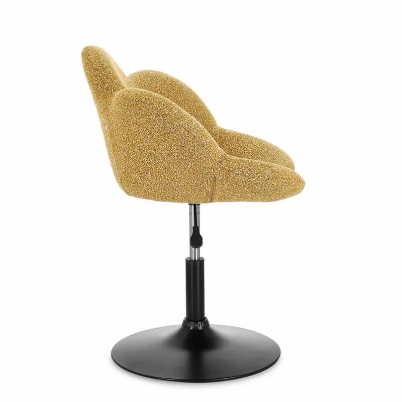 Set di 2 Poltroncine Girevoli Regolabili in Tessuto Bouclé con Base Cromata - BLOOM