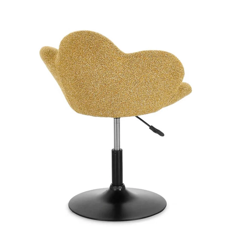 Set di 2 Poltroncine Girevoli Regolabili in Tessuto Bouclé con Base Cromata - BLOOM