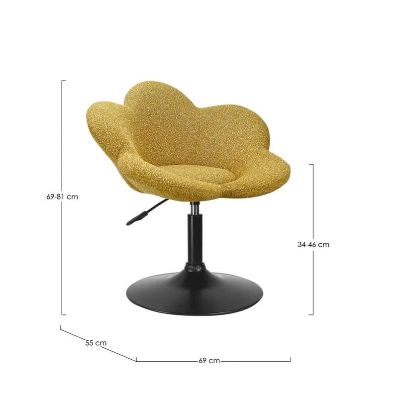 Set di 2 Poltroncine Girevoli Regolabili in Tessuto Bouclé con Base Cromata - BLOOM