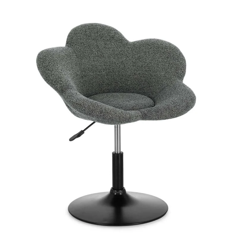Set di 2 Poltroncine Girevoli Regolabili in Tessuto Bouclé con Base Cromata - BLOOM