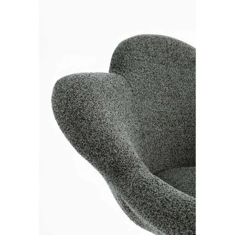 Set di 2 Poltroncine Girevoli Regolabili in Tessuto Bouclé con Base Cromata - BLOOM