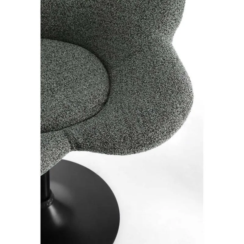 Set di 2 Poltroncine Girevoli Regolabili in Tessuto Bouclé con Base Cromata - BLOOM
