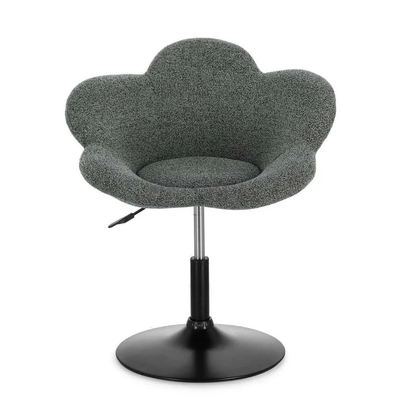 Set di 2 Poltroncine Girevoli Regolabili in Tessuto Bouclé con Base Cromata - BLOOM