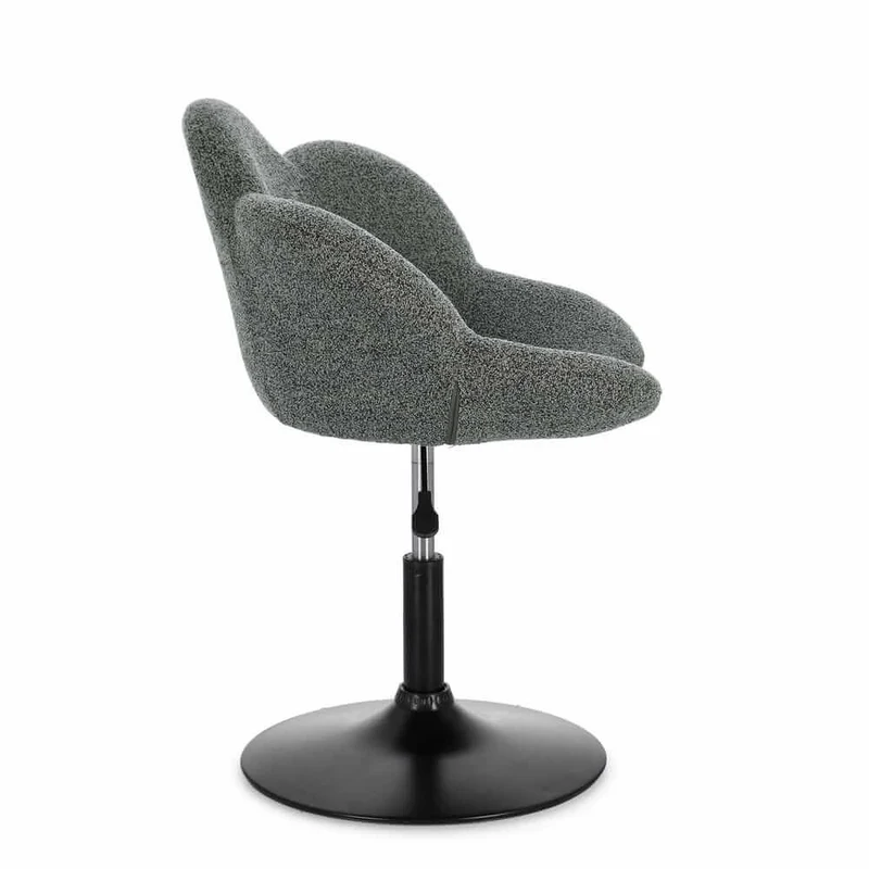 Set di 2 Poltroncine Girevoli Regolabili in Tessuto Bouclé con Base Cromata - BLOOM