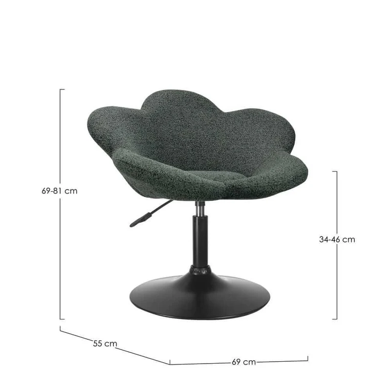 Set di 2 Poltroncine Girevoli Regolabili in Tessuto Bouclé con Base Cromata - BLOOM