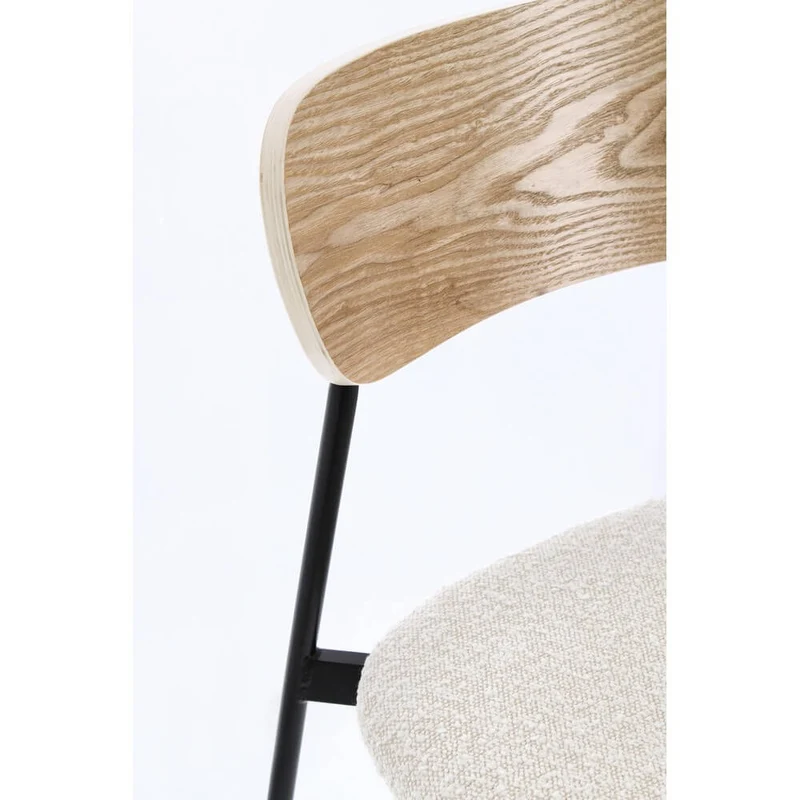 Set di 2 Sedie con Seduta Imbottita Boucléé Schienale in Legno e Gambe in Acciaio - BELLA