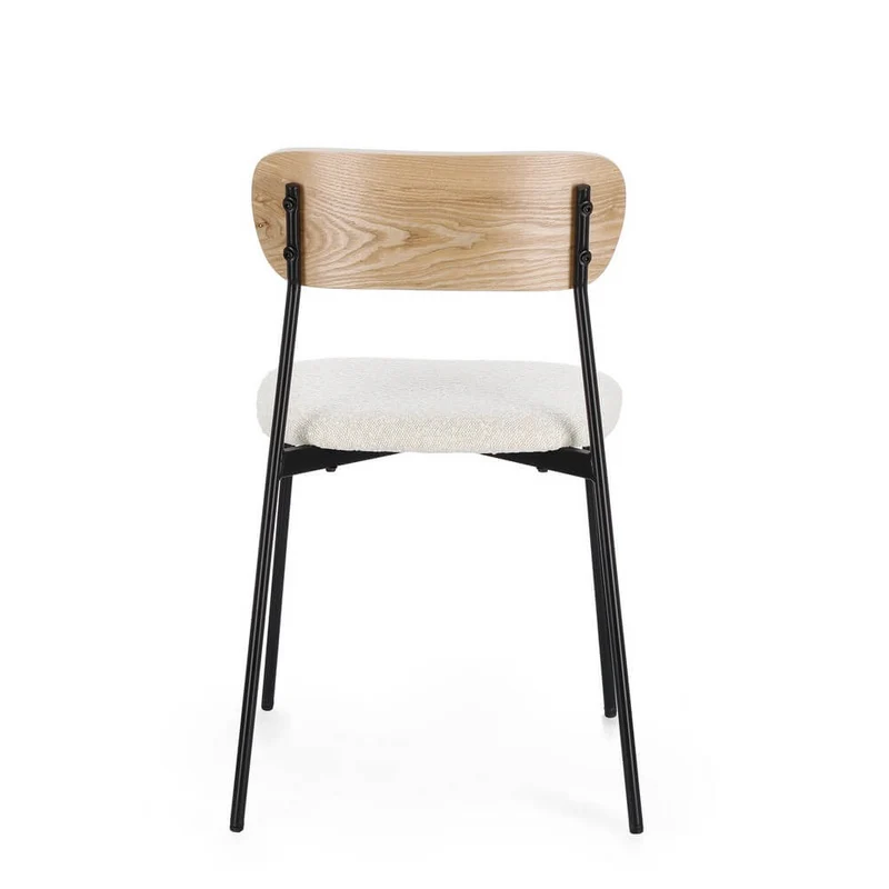 Set di 2 Sedie con Seduta Imbottita Boucléé Schienale in Legno e Gambe in Acciaio - BELLA