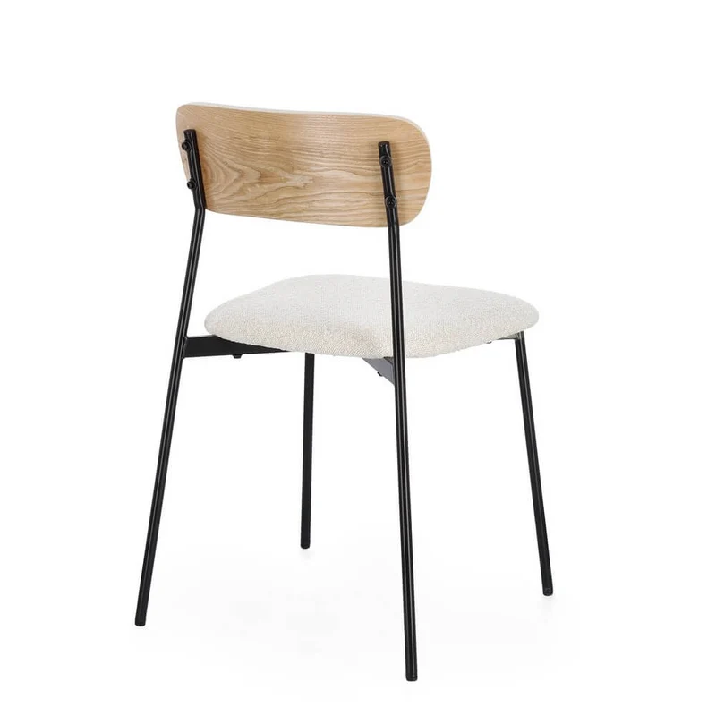 Set di 2 Sedie con Seduta Imbottita Boucléé Schienale in Legno e Gambe in Acciaio - BELLA