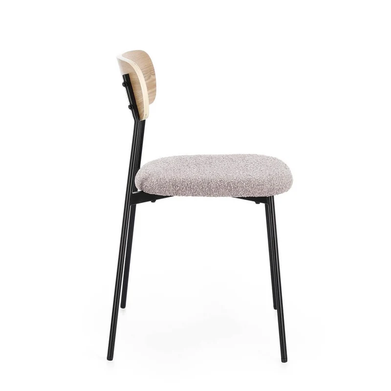 Set di 2 Sedie con Seduta Imbottita Boucléé Schienale in Legno e Gambe in Acciaio - BELLA