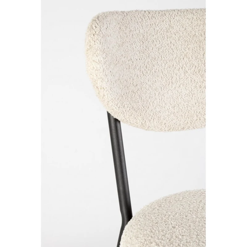 Set di 2 Sedie Imbottite in Tessuto Bouclé con Gambe in Acciaio - BEATRICE