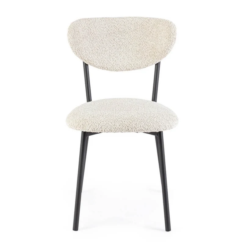 Set di 2 Sedie Imbottite in Tessuto Bouclé con Gambe in Acciaio - BEATRICE