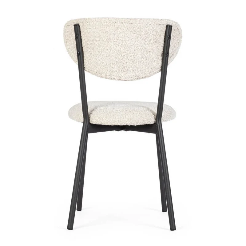 Set di 2 Sedie Imbottite in Tessuto Bouclé con Gambe in Acciaio - BEATRICE