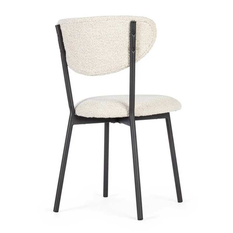 Set di 2 Sedie Imbottite in Tessuto Bouclé con Gambe in Acciaio - BEATRICE
