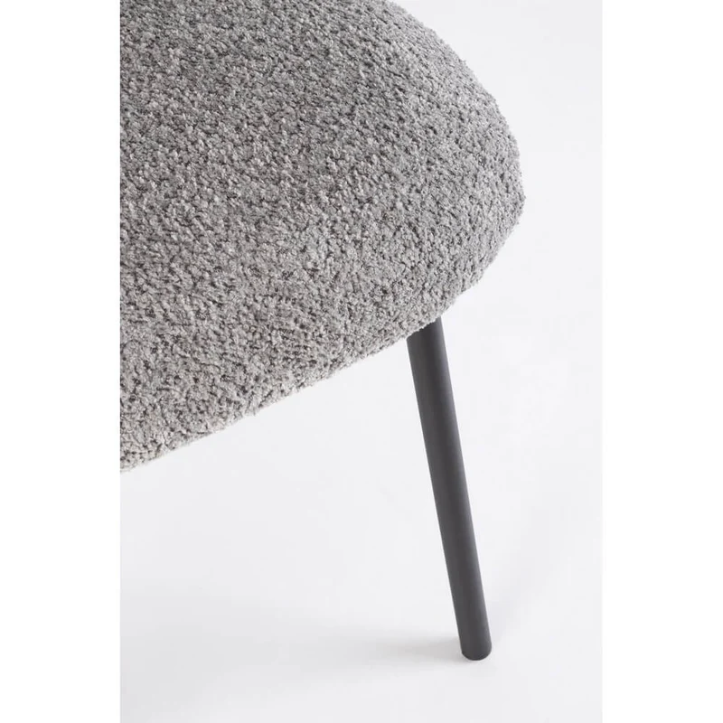 Set di 2 Sedie Imbottite in Tessuto Bouclé con Gambe in Acciaio - BEATRICE