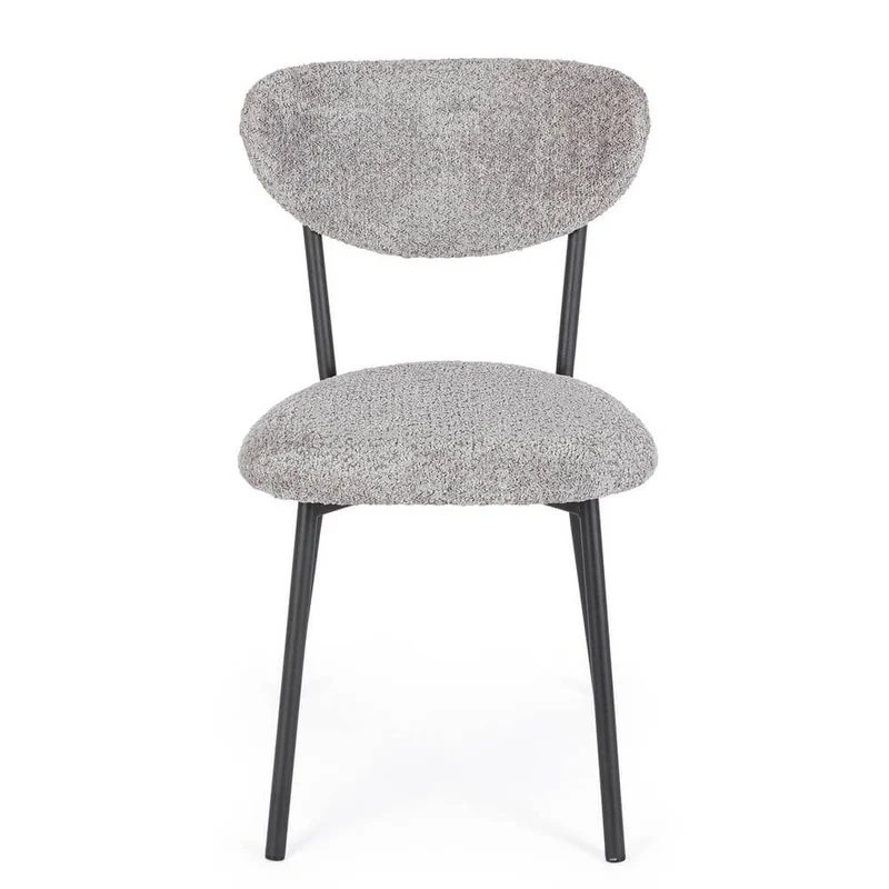 Set di 2 Sedie Imbottite in Tessuto Bouclé con Gambe in Acciaio - BEATRICE