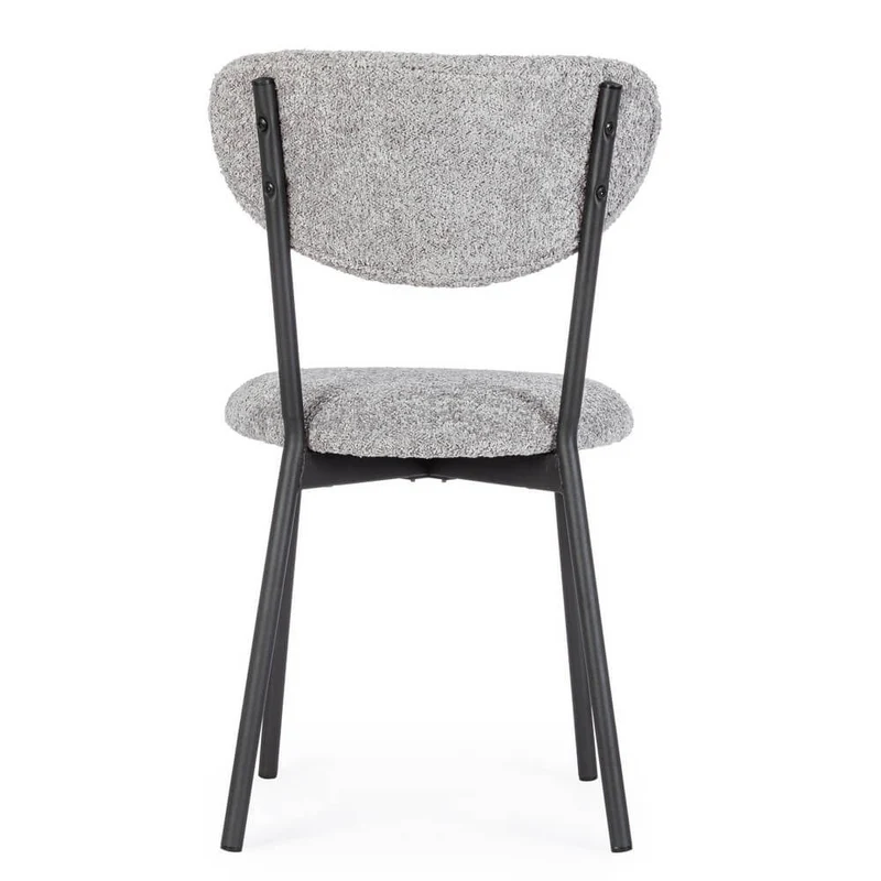 Set di 2 Sedie Imbottite in Tessuto Bouclé con Gambe in Acciaio - BEATRICE
