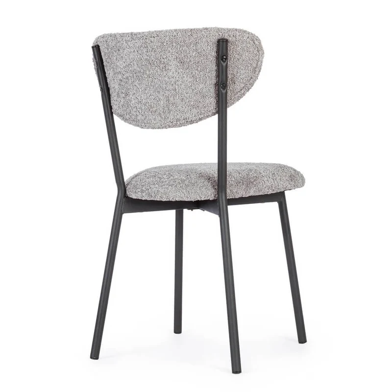 Set di 2 Sedie Imbottite in Tessuto Bouclé con Gambe in Acciaio - BEATRICE