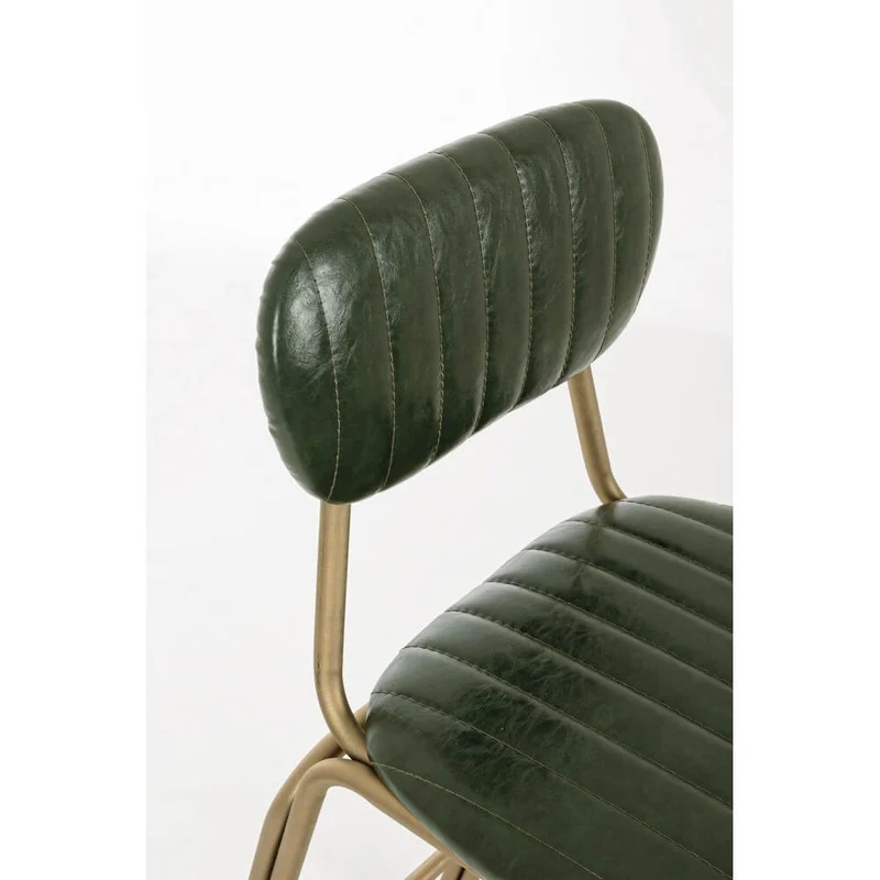 Sgabello da Bar Imbottito in Similpelle Verde con Struttura in Acciaio - BARNABY