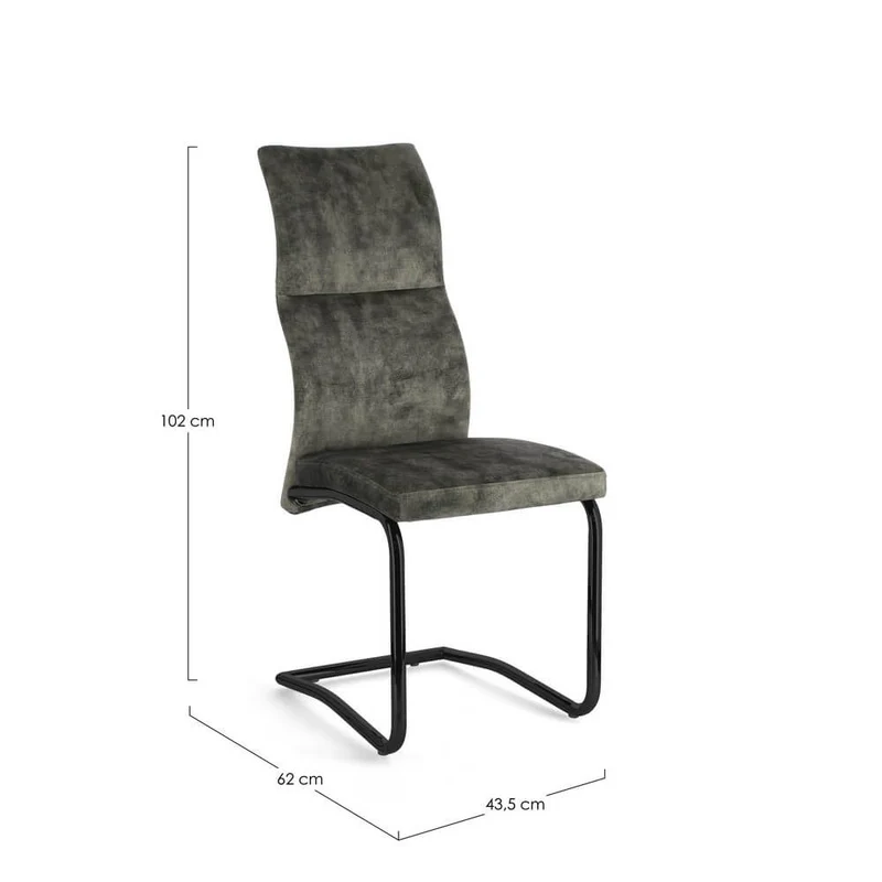 Set di 4 Sedie Imbottite in Velluto con Gambe in Acciaio - ASHER